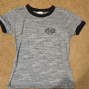 PINK Victoria's Secret Heather Gray Ringer Tee with Black Trim